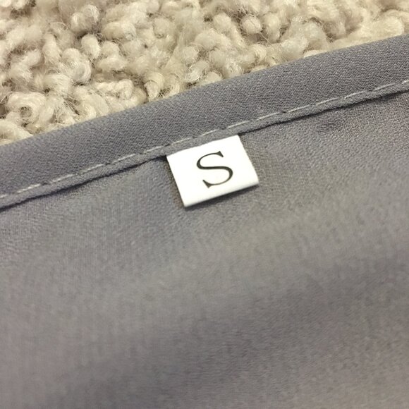 Grey Semi Sheer Lightweight Zip Collar Droptail Hem Blouse - Picture 11 of 16